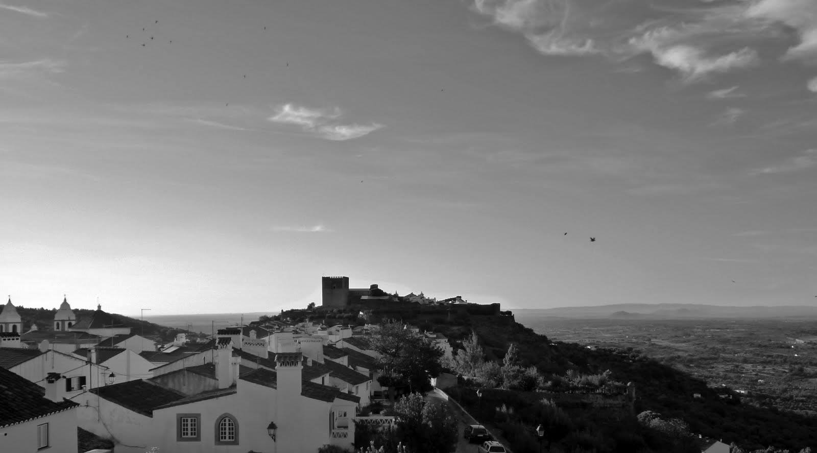 Vista do casario de Castelo de Vide com o castelo ao fundo